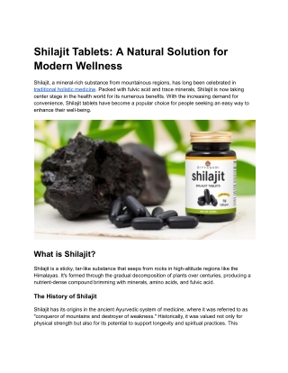 Shilajit Tablets_ A Natural Solution for Modern Wellness