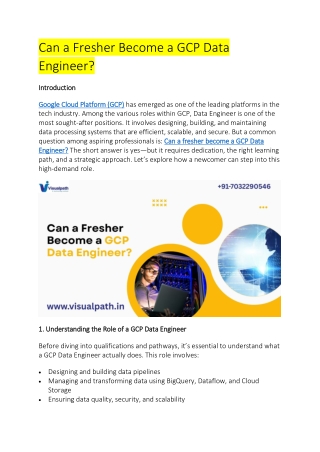 can a fresher become a gcp data engineer