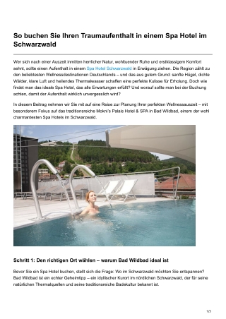 So buchen Sie Ihren Traumaufenthalt in einem Spa Hotel im Schwarzwald