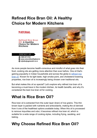 Refined Rice Bran Oil_ A Healthy Choice for Modern Kitchens