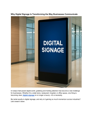 Why Digital Signage Is Transforming the Way Businesses Communicate