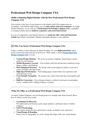 Professional Web Design Company USA