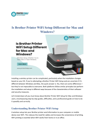 is brother printer wifi setup different