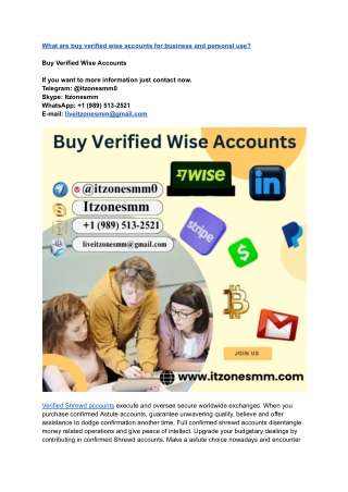 What are buy verified wise accounts for business and personal use_