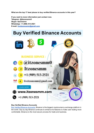 What are the top 17 best places to buy verified Binance accounts in this year_
