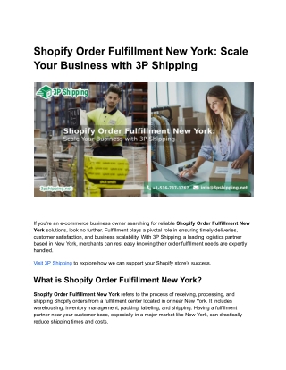 Shopify Order Fulfillment New York_ Scale Your Business with 3P Shipping