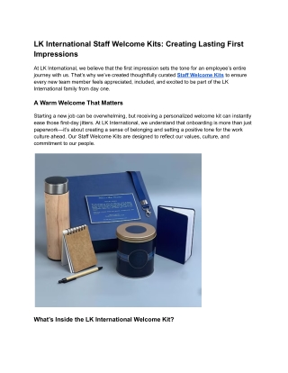 lk international staff welcome kits creating
