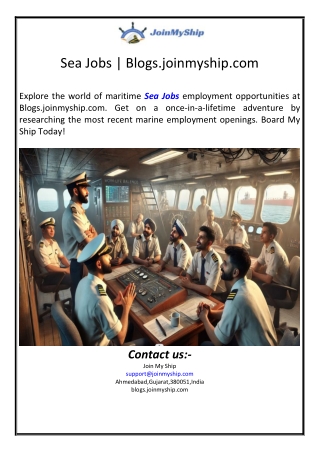 Sea Jobs | Blogs.joinmyship.com