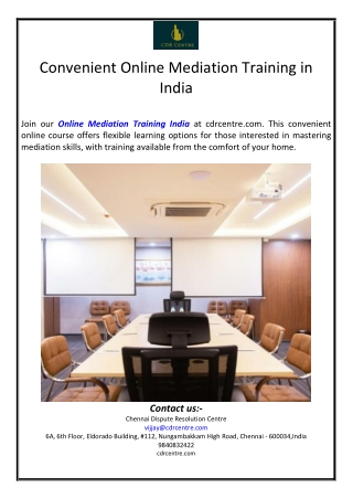 Convenient Online Mediation Training in India