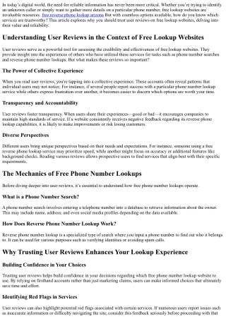 Why You Should Trust User Reviews on Free Lookup Websites