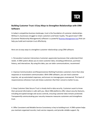 Building Customer Trust 6 Easy Ways to Strengthen Relationships with CRM Software