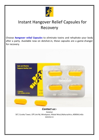 Instant Hangover Relief Capsules for Recovery