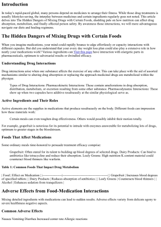 The Hidden Dangers of Mixing Drugs with Certain Foods