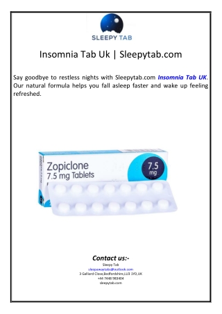 Insomnia Tab Uk | Sleepytab.com