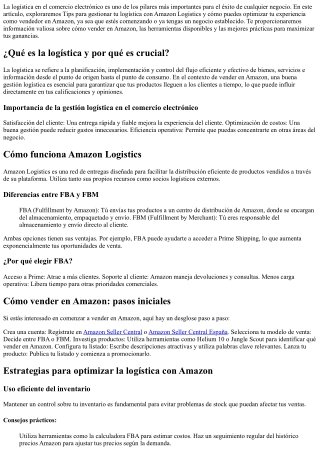 Tips para gestionar tu logística con Amazon Logistics