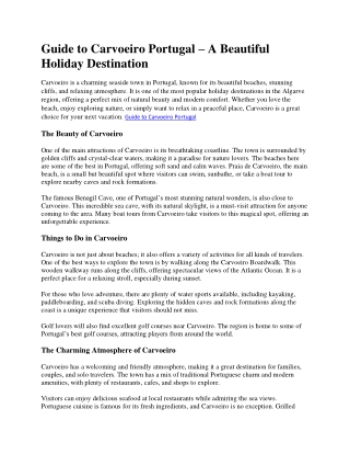 Guide to Carvoeiro Portugal – A Beautiful Holiday Destination