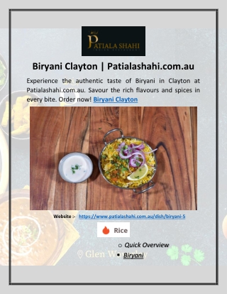 Biryani Clayton | Patialashahi.com.au