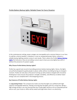 Prolite Battery Backup Lights Reliable Power for Every Situation