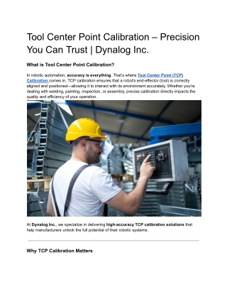 Tool Center Point Calibration – Precision You Can Trust _ Dynalog Inc