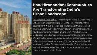 How Hiranandani Communities Are Transforming India’s Urban Landscape