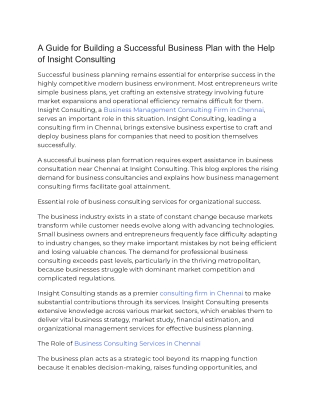 A Guide for Building a Successful Business Plan with the Help of Insight Consulting