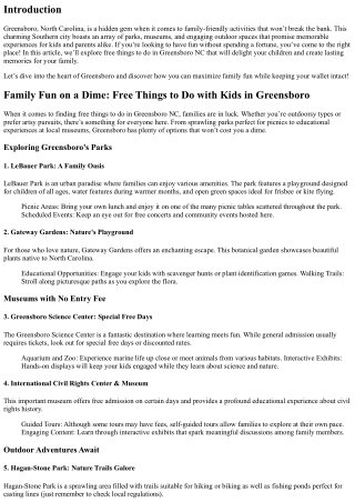Family Fun on a Dime: Free Things to Do with Kids in Greensboro
