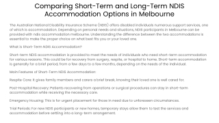Comparing Short-Term and Long-Term NDIS Accommodation Options in Melbourne