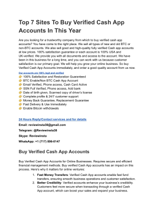 What are the top 5 sites to buy verified cash app accounts ...