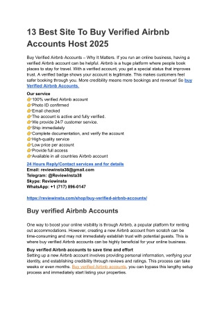 Get Ready for 25 Top site to Buy verified Airbnb Accounts ...v
