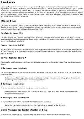 Conoce las tarifas ocultas al usar FBA y cómo manejarlas