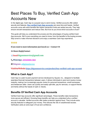Best Places To Buy, Verified Cash App Accounts New