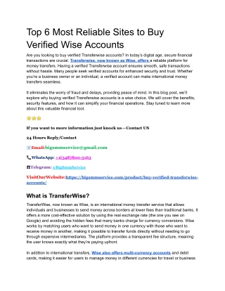 Top 6 Most Reliable Sites to Buy Verified Wise Accounts
