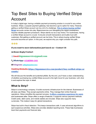 Top Best Sites to Buying Verified Stripe Account