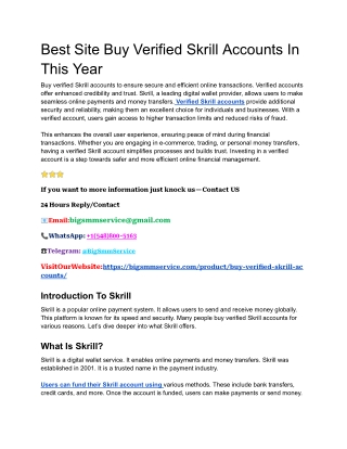 Best Site Buy Verified Skrill Accounts In This Year