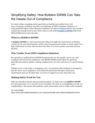 Builders swms
