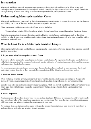 How to Choose the Best Motorcycle Accident Lawyer for Your Case