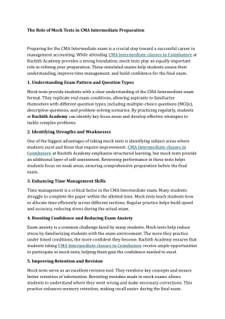 The Role of Mock Tests in CMA Intermediate Preparation