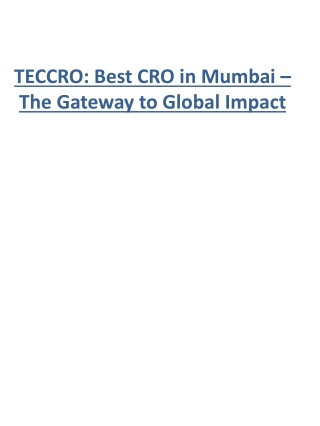 teccro best cro in mumbai the gateway to global impact