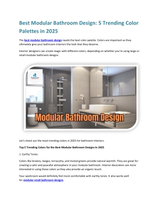 Best Modular Bathroom Design 5 Trending Color Palettes in 2025