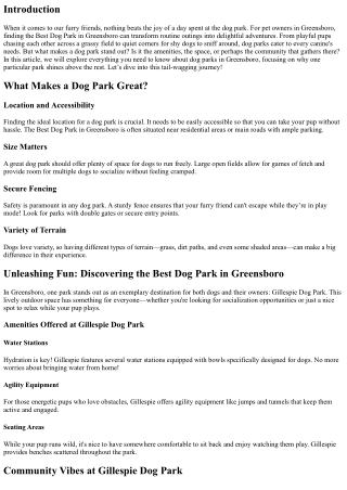 Unleashing Fun: Discovering the Best Dog Park in Greensboro