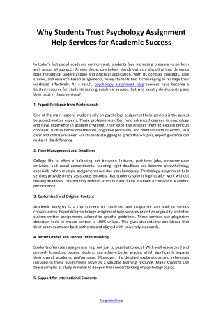 why students trust psychology assignment help