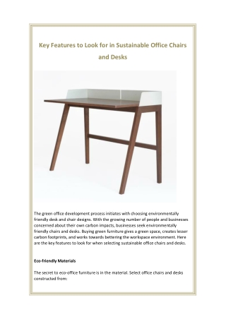 Key Features to Look for in Sustainable Office Chairs and Desks