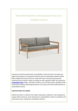 The Health Benefits of Choosing Non-Toxic, Eco-Friendly Furniture