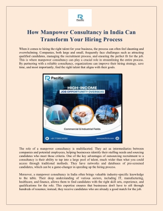 how manpower consultancy in india can transform