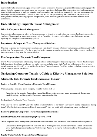 Navigating Corporate Travel: A Guide to Effective Management Solutions