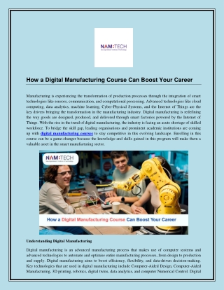 How a Digital Manufacturing Course Can Boost Your Career
