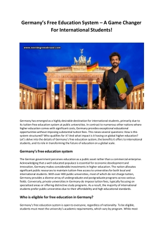 Germany’s Free Education System – A Game Changer For International Students!