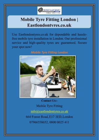 Mobile Tyre Fitting London | Eastlondontyres.co.uk