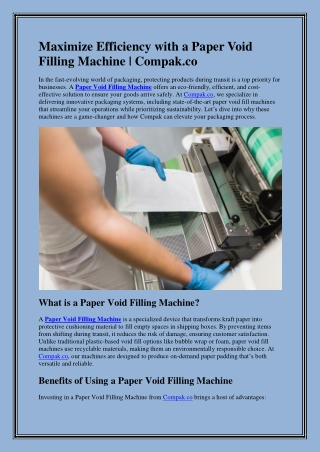 Paper Void Filling Machine
