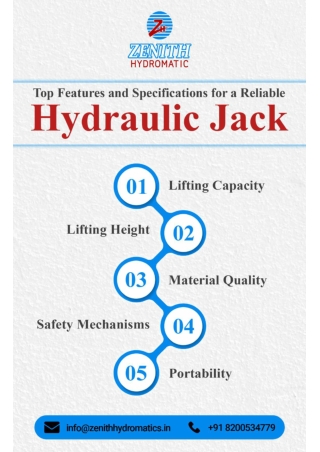 Top Features and Specifications for a Reliable Hydraulic Jack